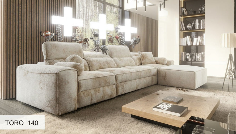 Image d'un canapé convertible de couleur beige.