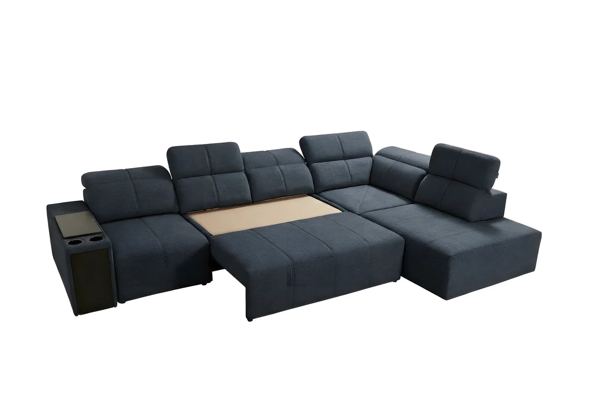 Canapé d'angle gris anthracite en tissu avec accoudoirs, convertible pour salon moderne
