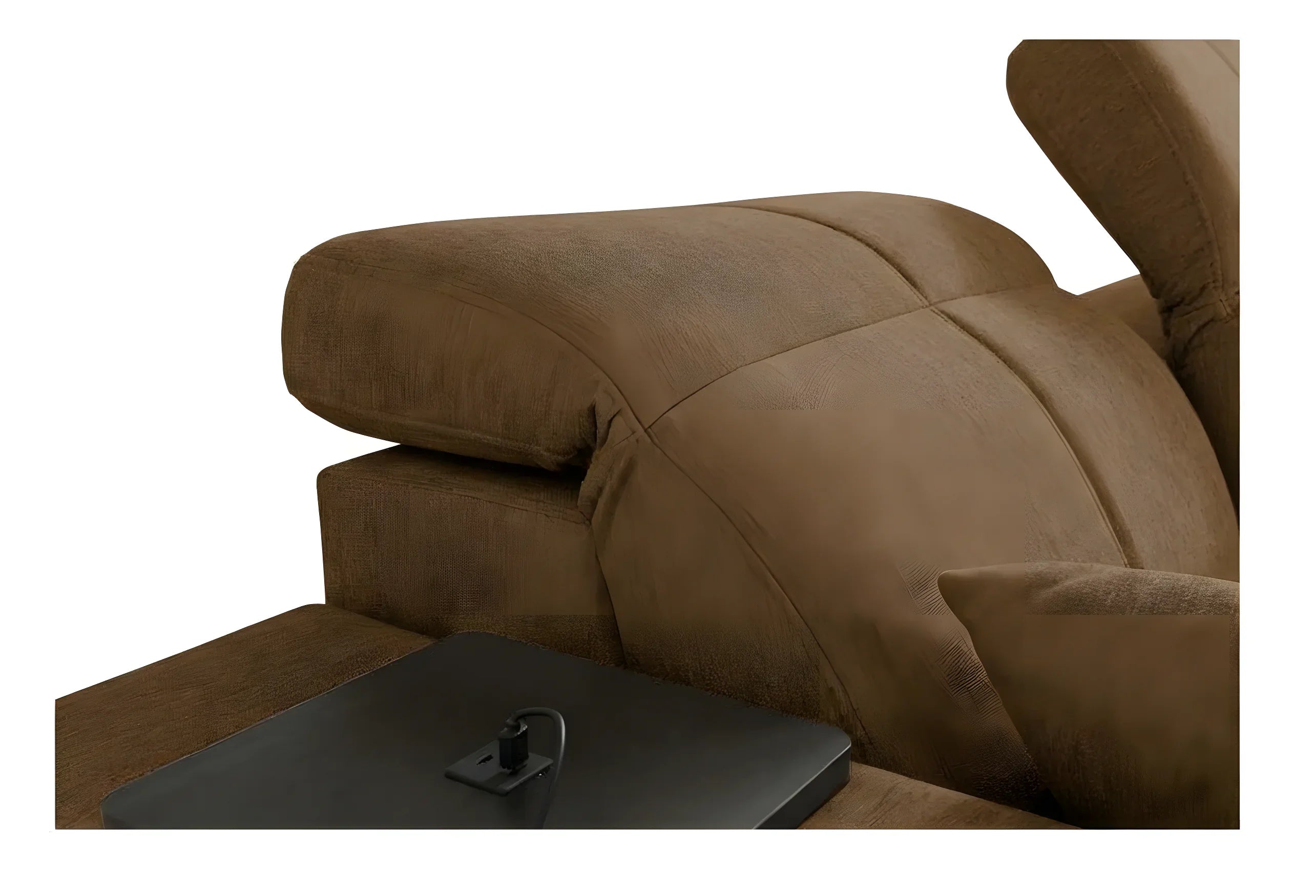 Gros plan d'un fauteuil relax marron en cuir, design moderne, idéal pour salon