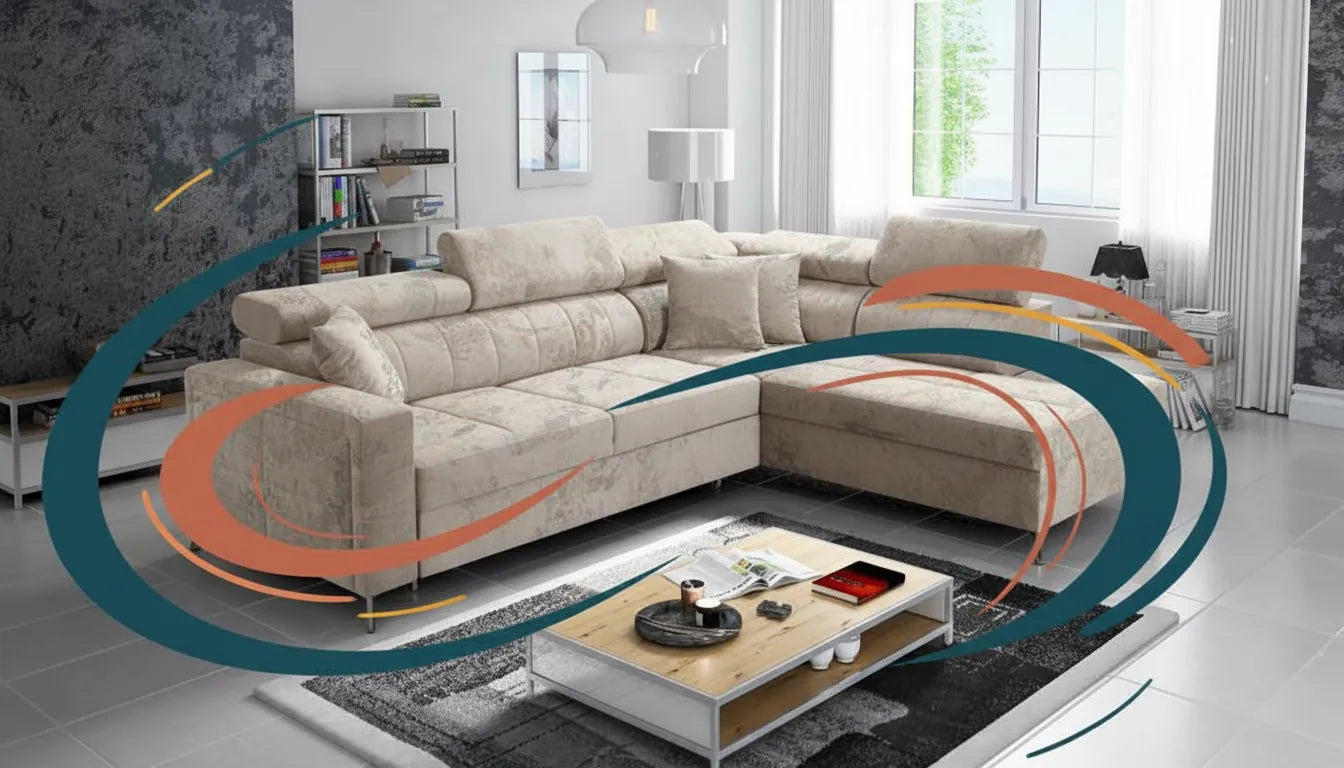 Image realiste canape convertible Poltronesofà salon moderne composition graphique minimaliste