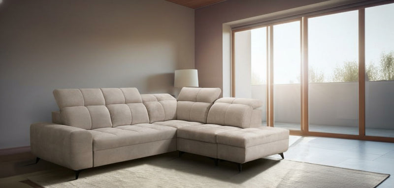 Image d'un canapé convertible équipé d'un coffre de rangement intégré, mettant en évidence la fonctionnalité convertible et l'espace de stockage.