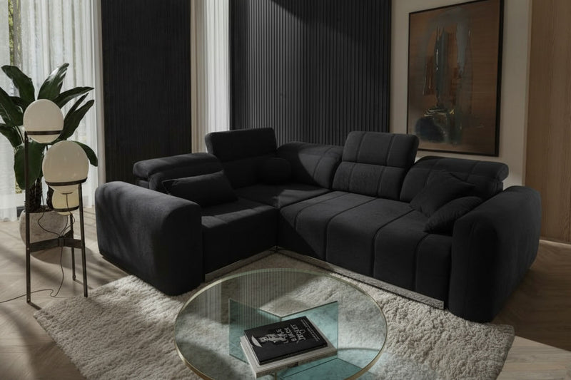 Illustration d'un canapé d'angle avec une fonction convertible.