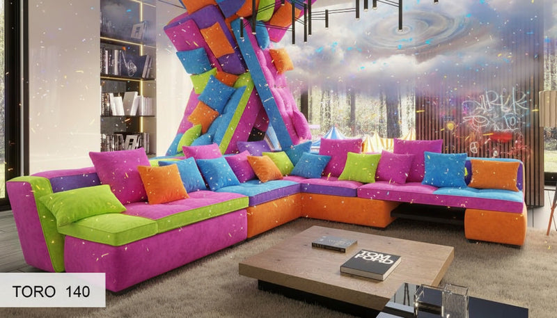 Illustration de plusieurs canapés affichant différentes couleurs vives.