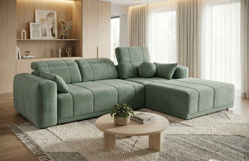 Image d'un canapé de couleur vert olive.