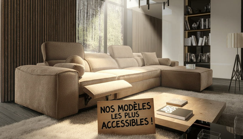 Image de quelques modèles de canapés beiges abordables.