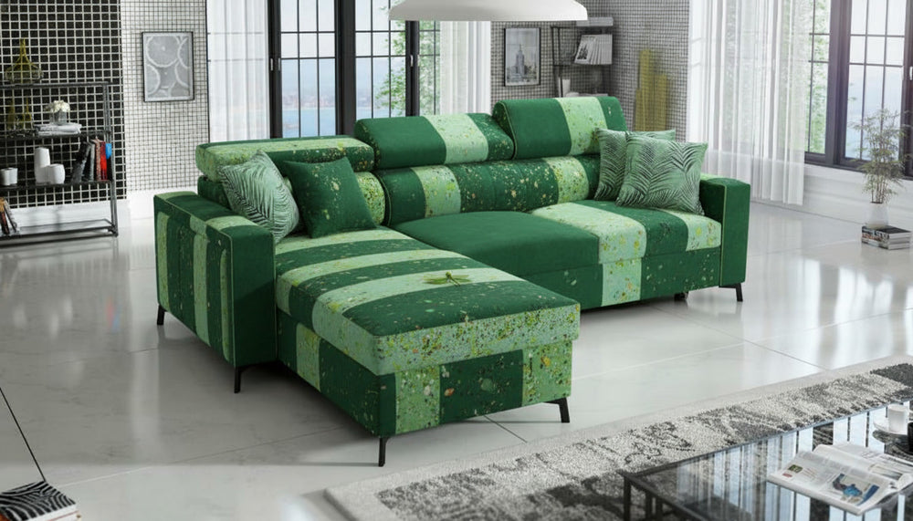 Image représentant un canapé de couleur Vert d'eau, vert émeraude, vert foncé, vert canard, vert amande, vert pomme, vert clair, menthe et vert bouteille. Le type de canapé est non spécifié.