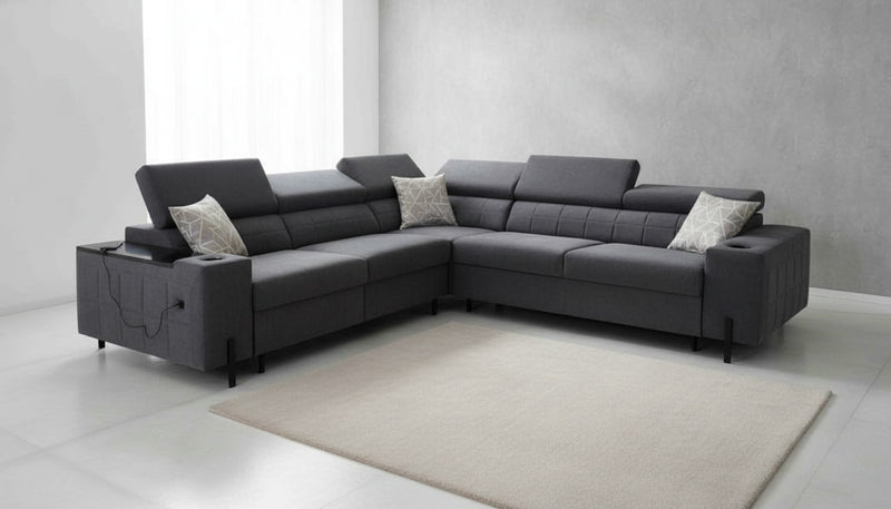 Image montrant un canapé d'angle ou un canapé en L, incluant une méridienne.