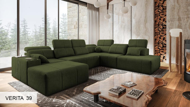 Image représentant un canapé panoramique, également appelé canapé en U.