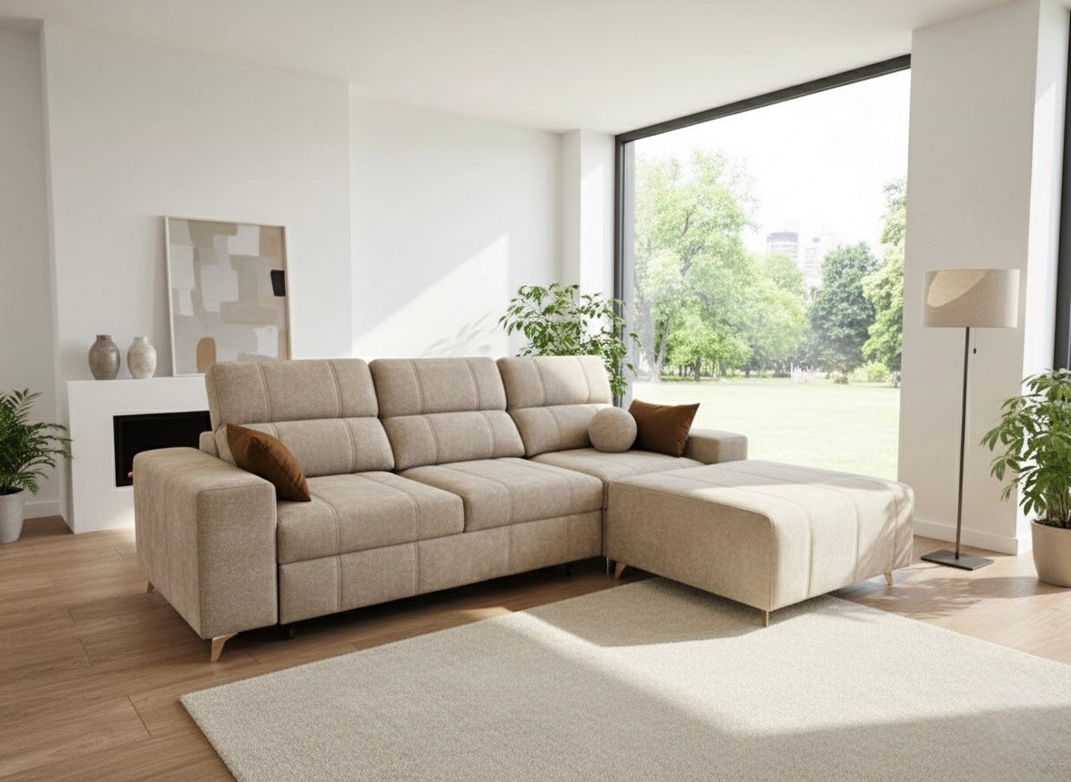 Image d'un canapé de couleur beige.
