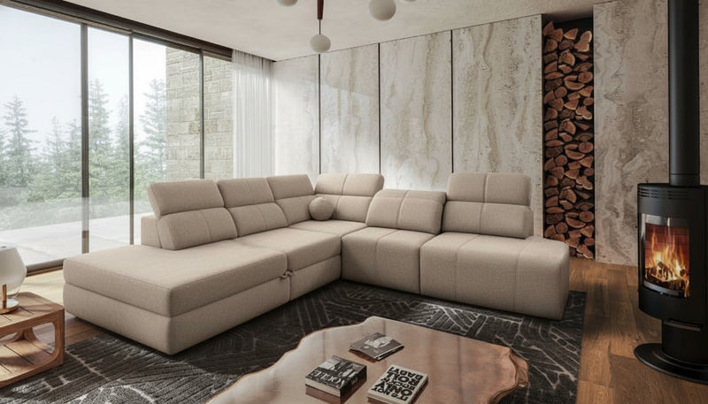 Image d'un canapé intégrant une source lumineuse sous forme de lampe.