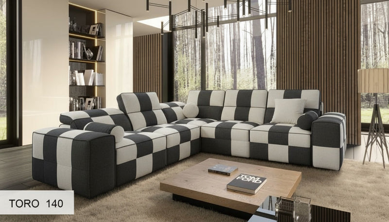 Image d'un canapé bicolore, gris et blanc. Le type de canapé n'est pas spécifié.