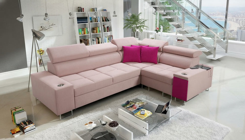 Image inspirée de la palette de couleurs de canapés : rose, rose poudré, rose fuchsia, rose pâle.