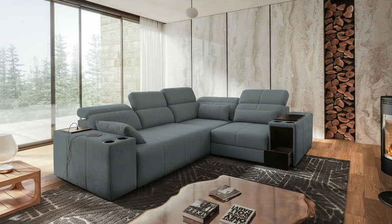 Image d'un canapé d'angle convertible, montrant potentiellement les configurations d'angle gauche et droite.