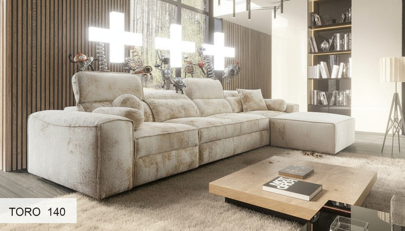 Image d'un canapé convertible de couleur beige.