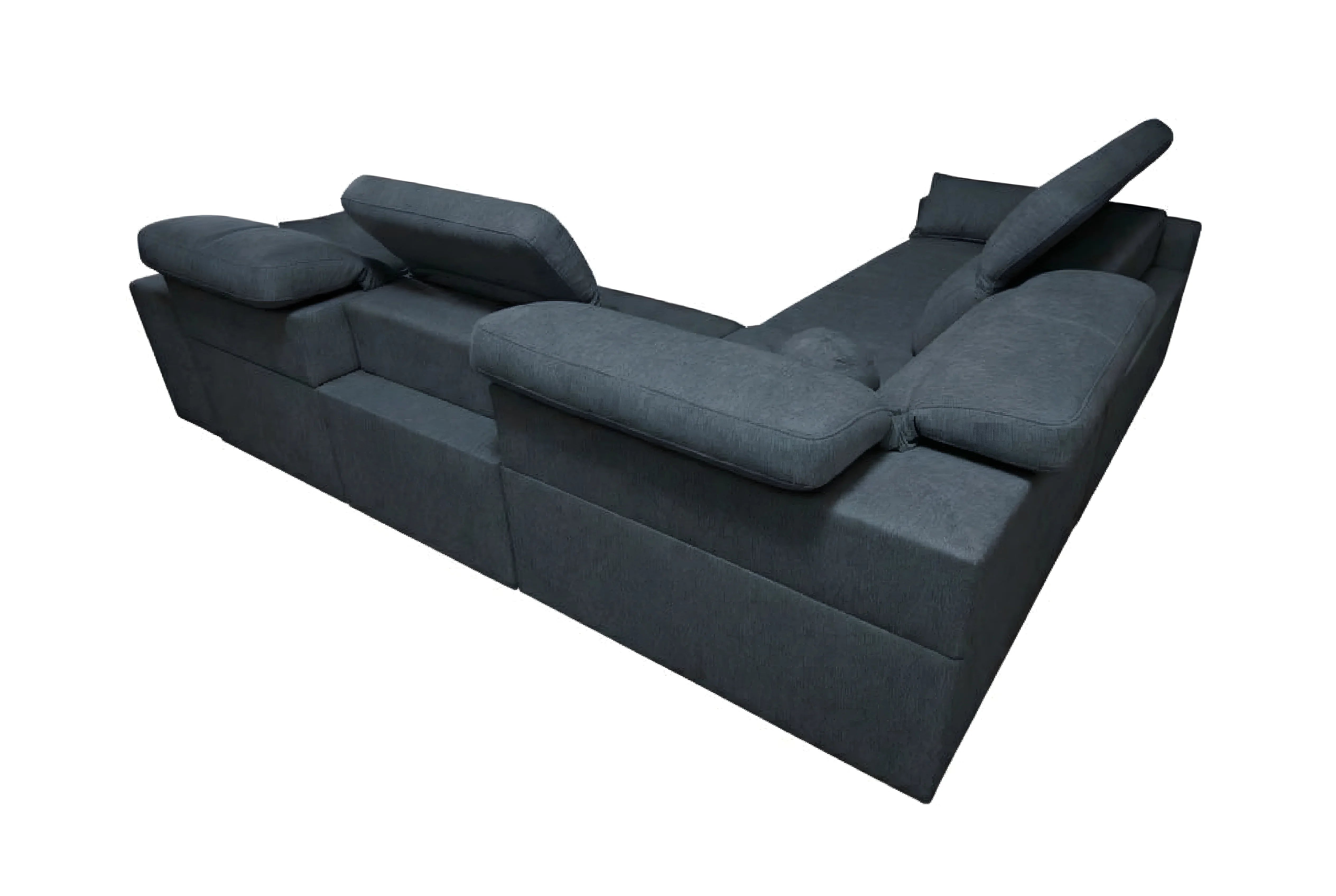 Canapé d'angle gris anthracite en tissu avec accoudoirs réglables, moderne, pour salon