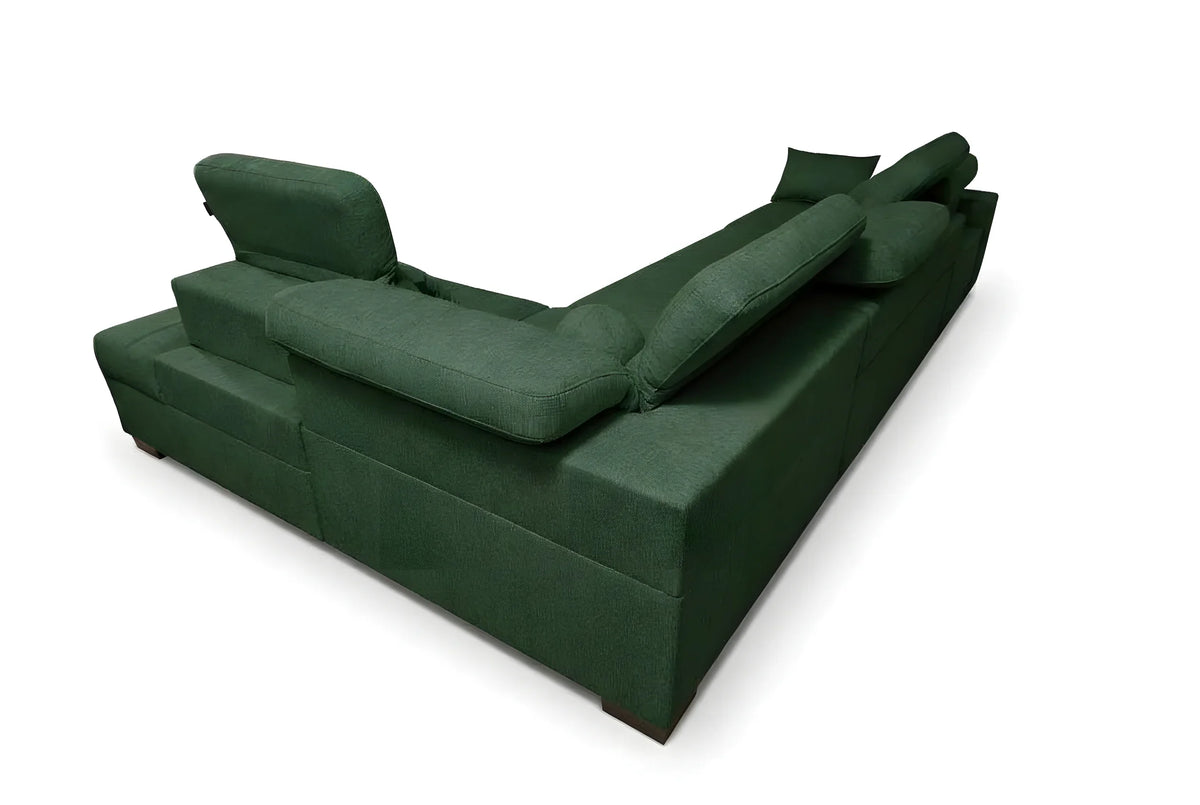 Canapé d'angle vert en tissu texturé. Design moderne et confortable pour salon ou séjour spacieux photo